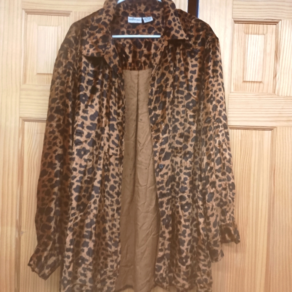 NEWPORT ÑEWS LADIES WOMENS 3X LEOPARD PRINT VINTAGE SHIRT JACKET SHACKET